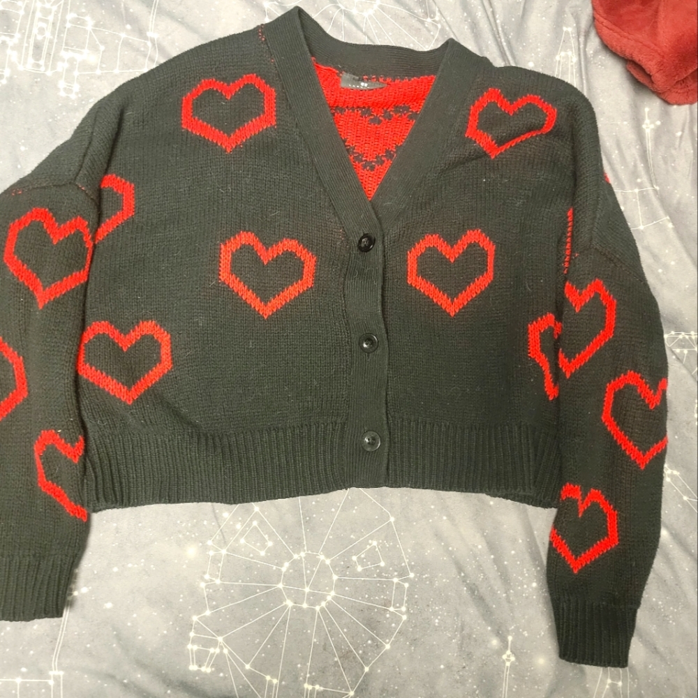Lazy oaf red/black heart cardigan